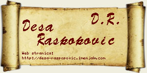 Desa Raspopović vizit kartica